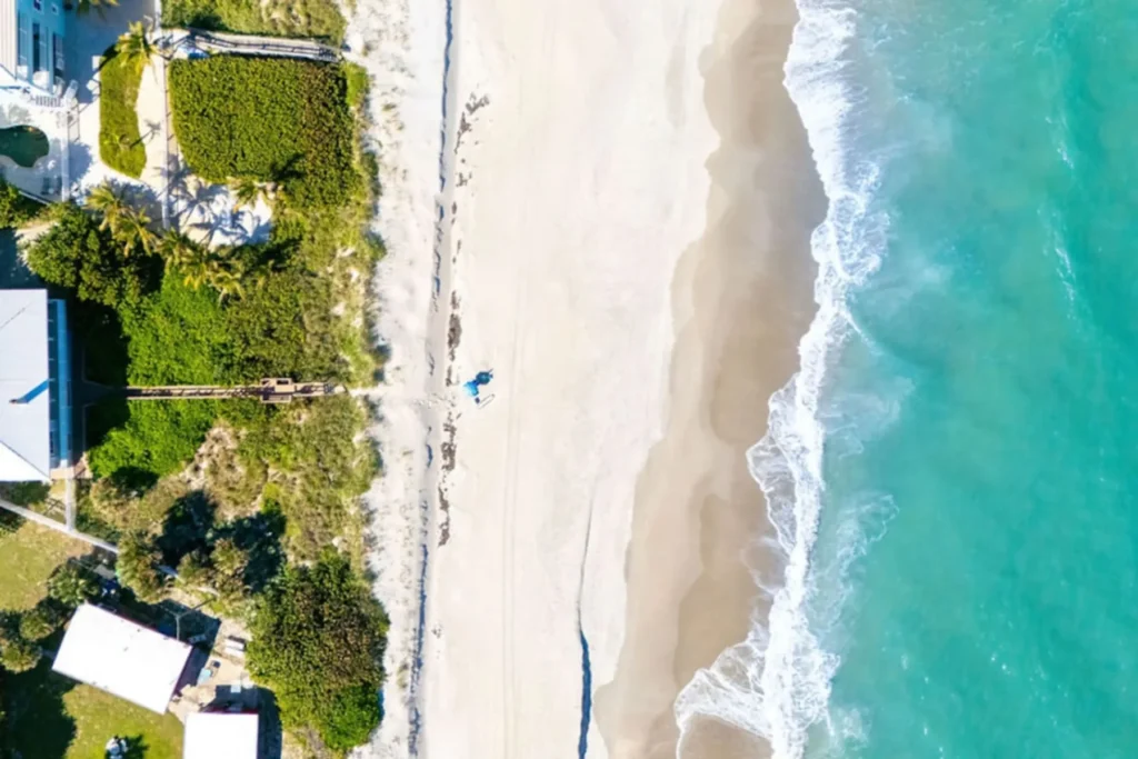 Aerial view of the Space Coast beach