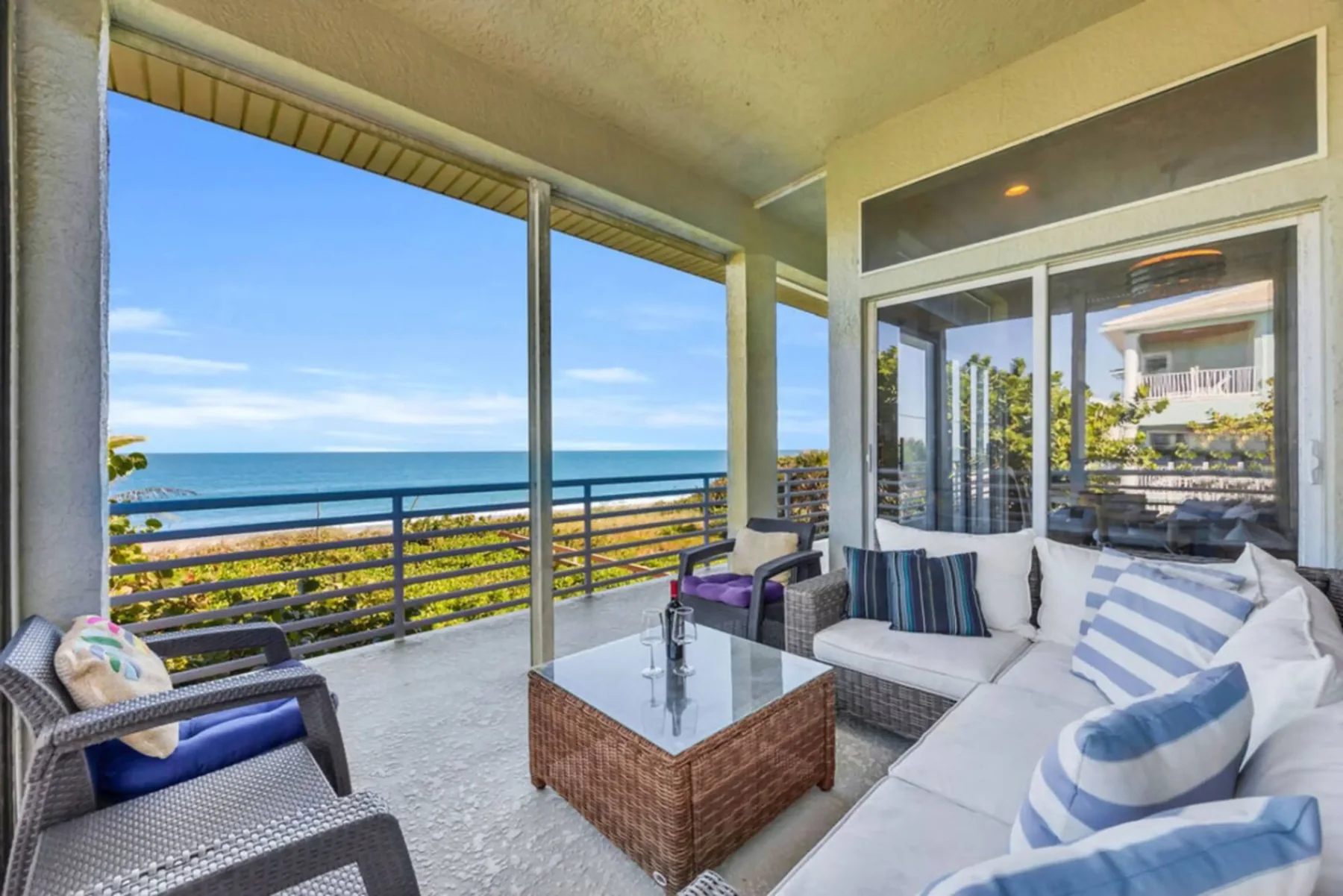 Oceanfront balcony seating area